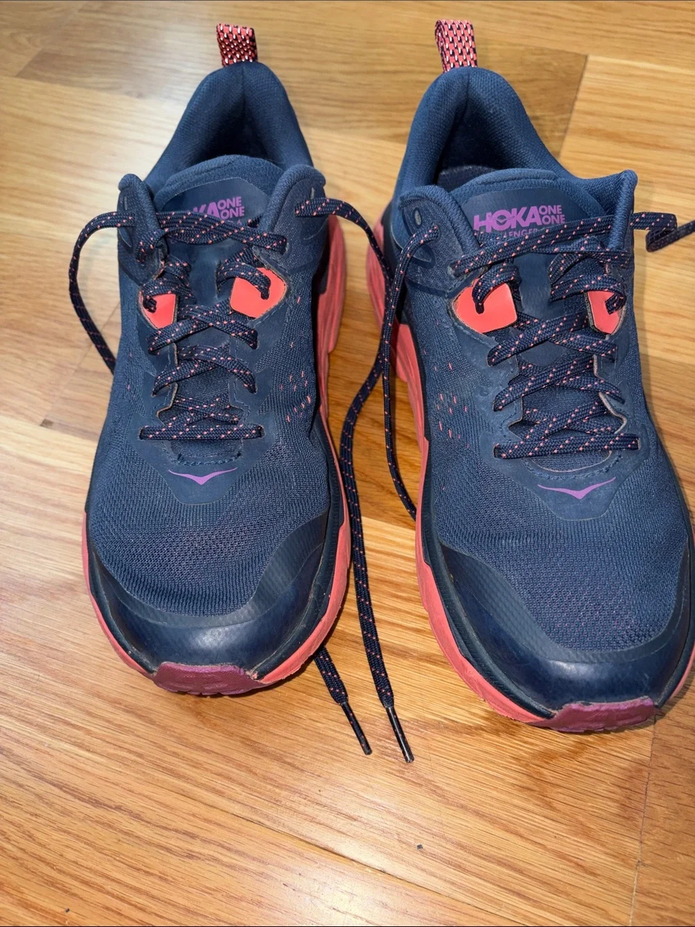 Hoka Women's Navy and Coral Athletic Running Shoes